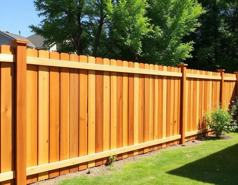 Repaired cedar privacy fence with new posts and pickets in a Melissa, TX backyard